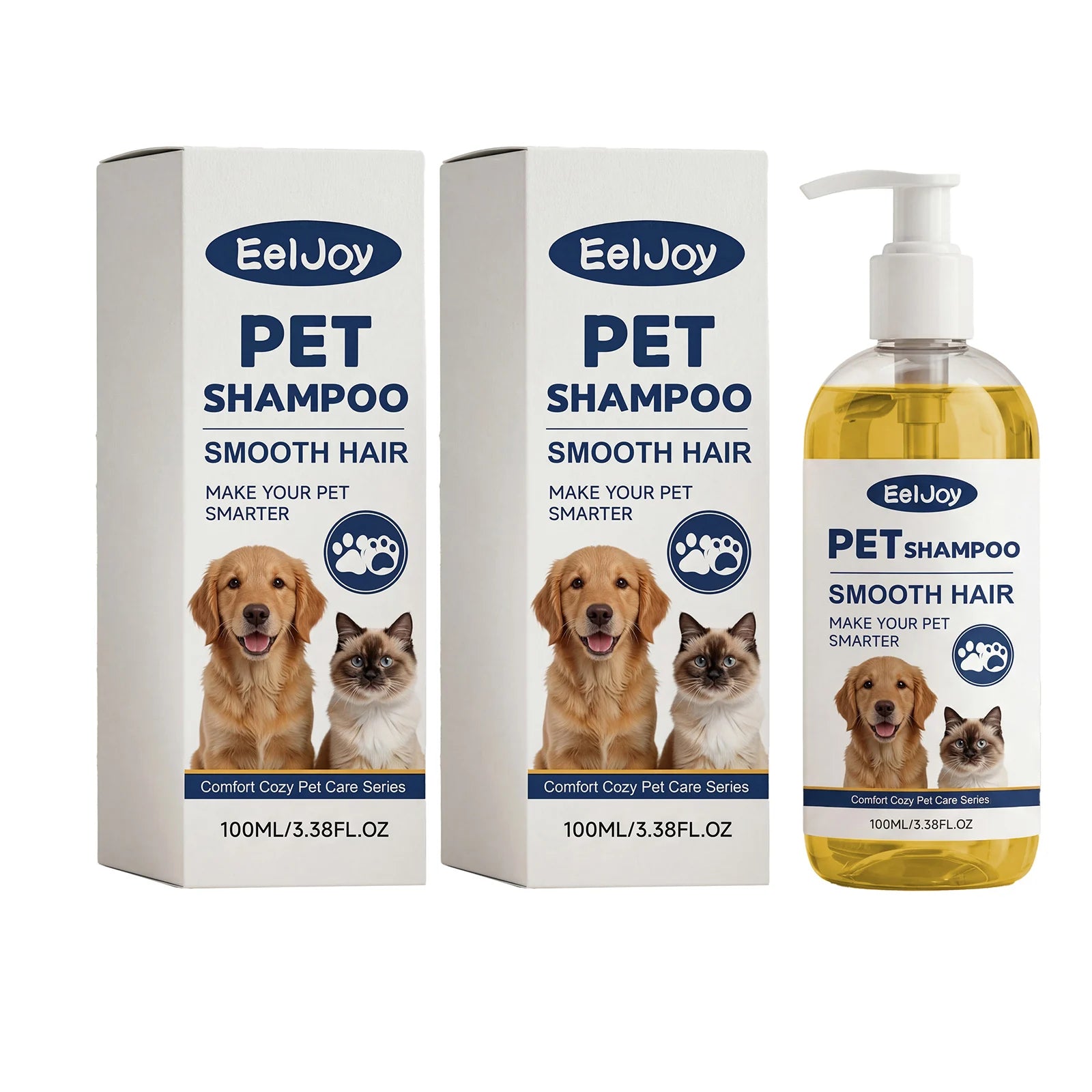 Coconut Oil Pet Shampoo Cleaning Fur Eliminate Odor Smoothing & Softening Hair Natural Formula Moisturizing Pet Hair Conditioner Qme 2 x 100ml Boxed