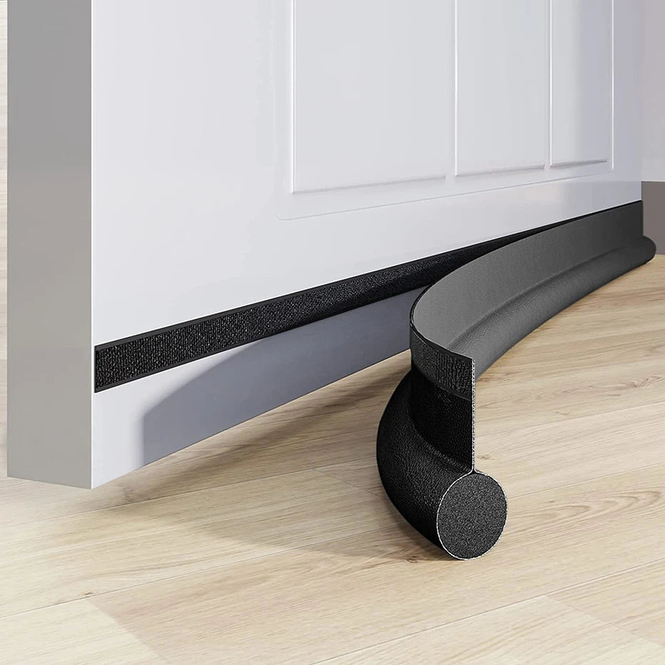 Adjustable Door Bottom Seal Strip Weatherstrip Under Door Draft Stopper Anti-Cold Windproof Gap Blocker House Acoustic Foam Qme Black 95-96cm