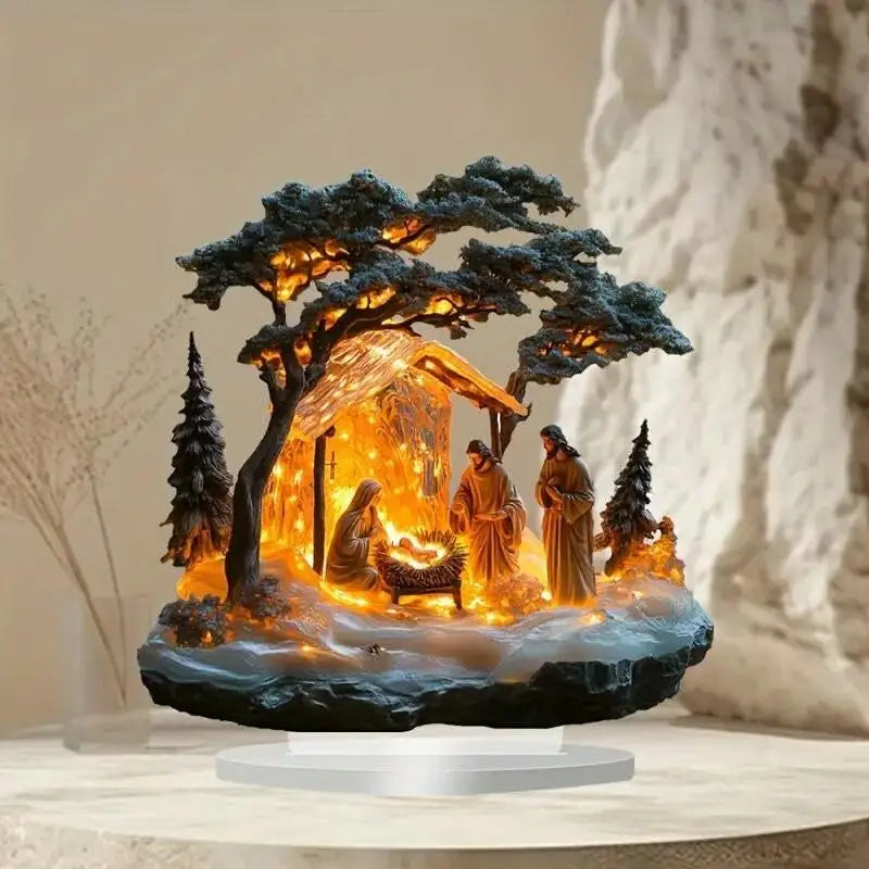 Desktop Decor Family Statue Jesus Tree Of Life Newborn Acrylic Flat Plate Desktop Decoration Ornaments For Home Decor Qme A