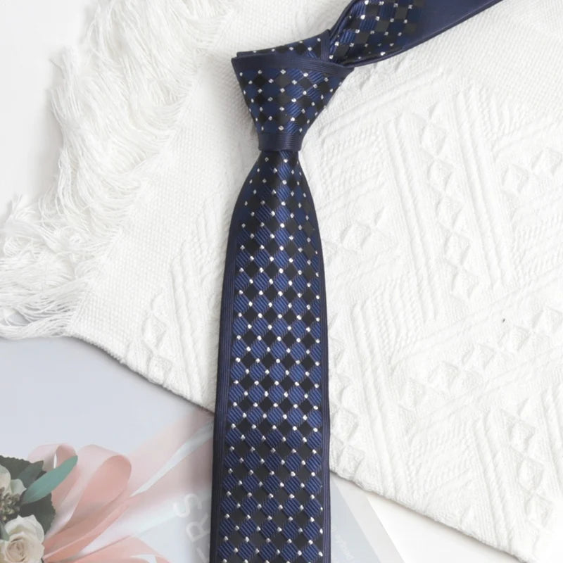 Men Tie Luxury Fashion Jacquard Black Red Necktie Plaid Patchwork Qme A5