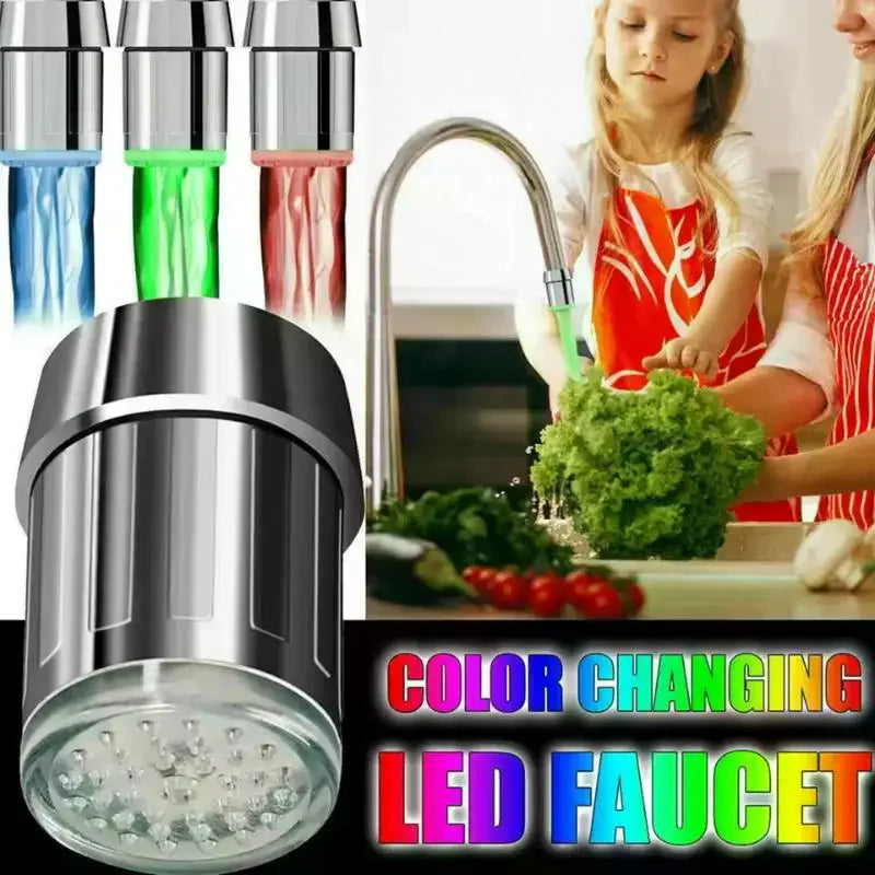 3-Color LED Sensor Faucet Temperature-Sensitive Light Water Saving Stream Light Faucet Aerator Tap Nozzle For Kitchen Bathroom Qme