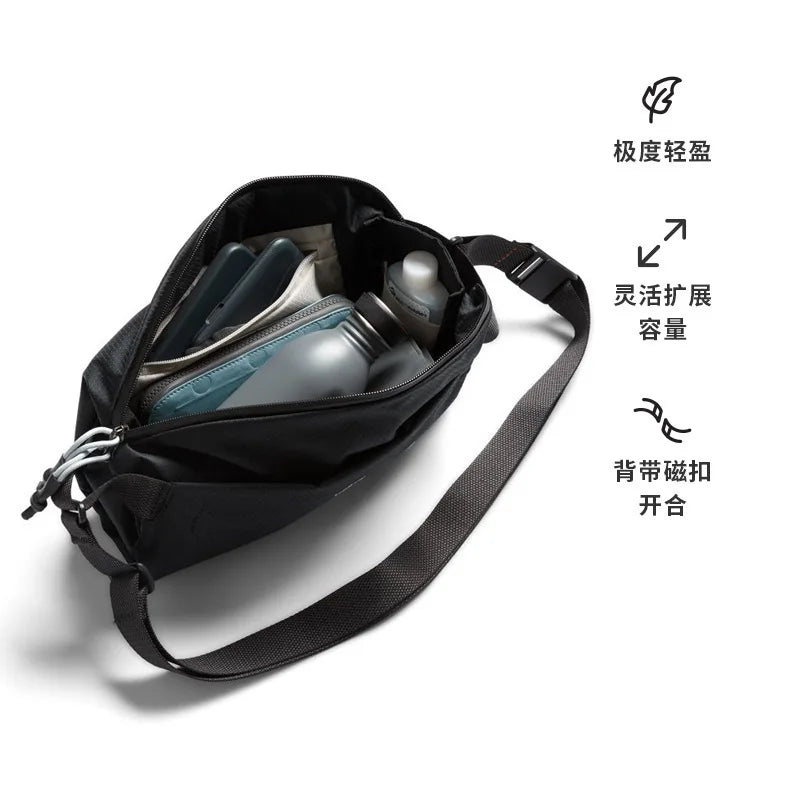 Breast Bag Large Capacity Messenger Lightweight Portable Waterproof Qme black