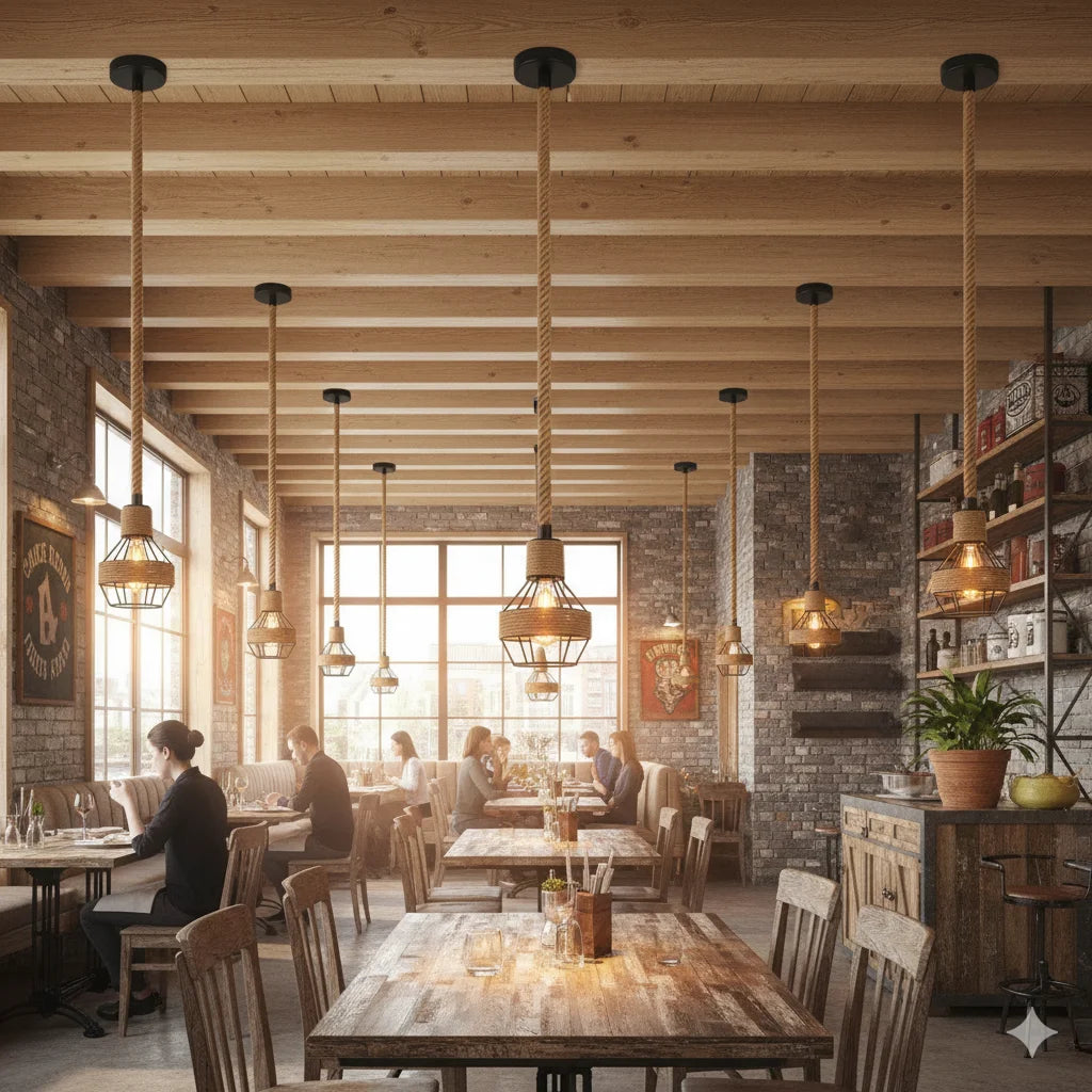 Industry Loft Chandelier Vintage Hemp Rope Pendant Lamp Aisle Bar Dining Room Hanging Lamp Restaurant Cafe Light Droplight Qme
