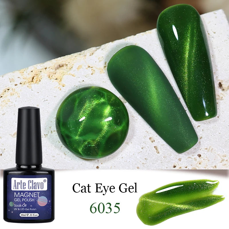 Arte Clavo Cat Eye Magnetic Gel Polish Green Red Semi Permanent Soak Qme 6035
