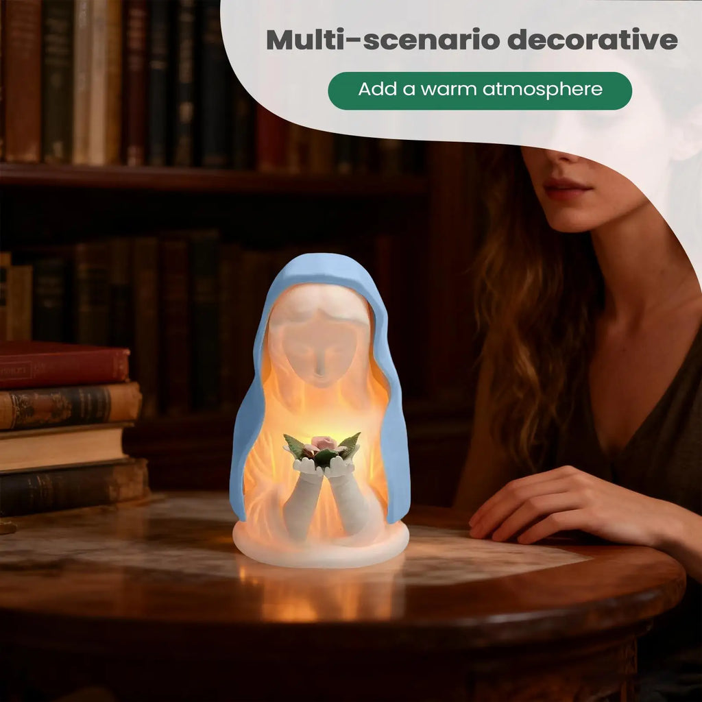 Blessed Mother Mary Night Light Warm Lighting Figure Craft Catholic Night Light for Home House Birthday Nursery College Room Qme