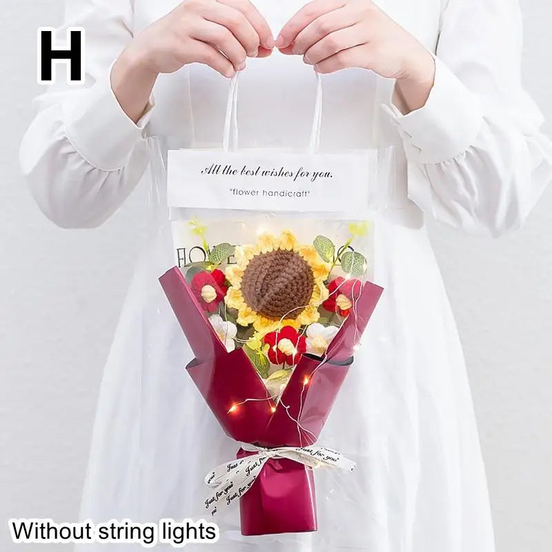 1Pcs Rose Sunflower Artificial Flowers Bouquet For Woman Girlfriend Gifts Valentine's Day Decoration Mother's Day Gifts Ornament Qme H