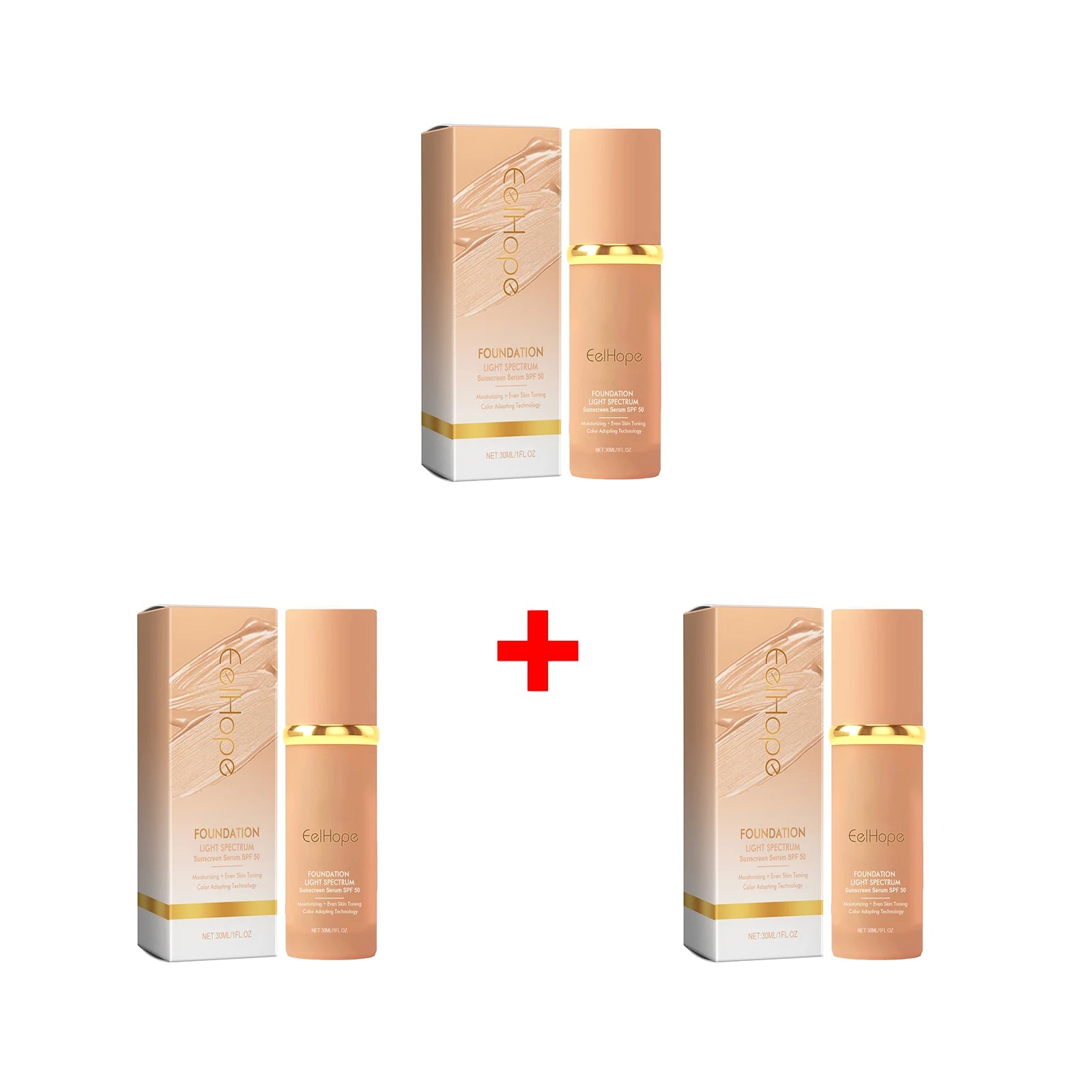 Foundation Cream Boosted Skin Tint Full Coverage Acne Dark Eye Circle Qme 3 x 30ml Boxed