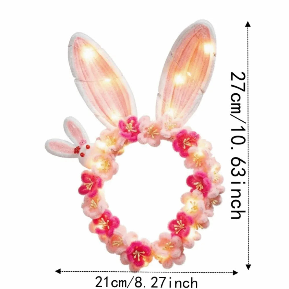 Handmade Bunny Headband Glowing Twisted Stick Rabbit Hair Hoop Easy-to-Make Luminous Glowing Headwear Children Gift Qme