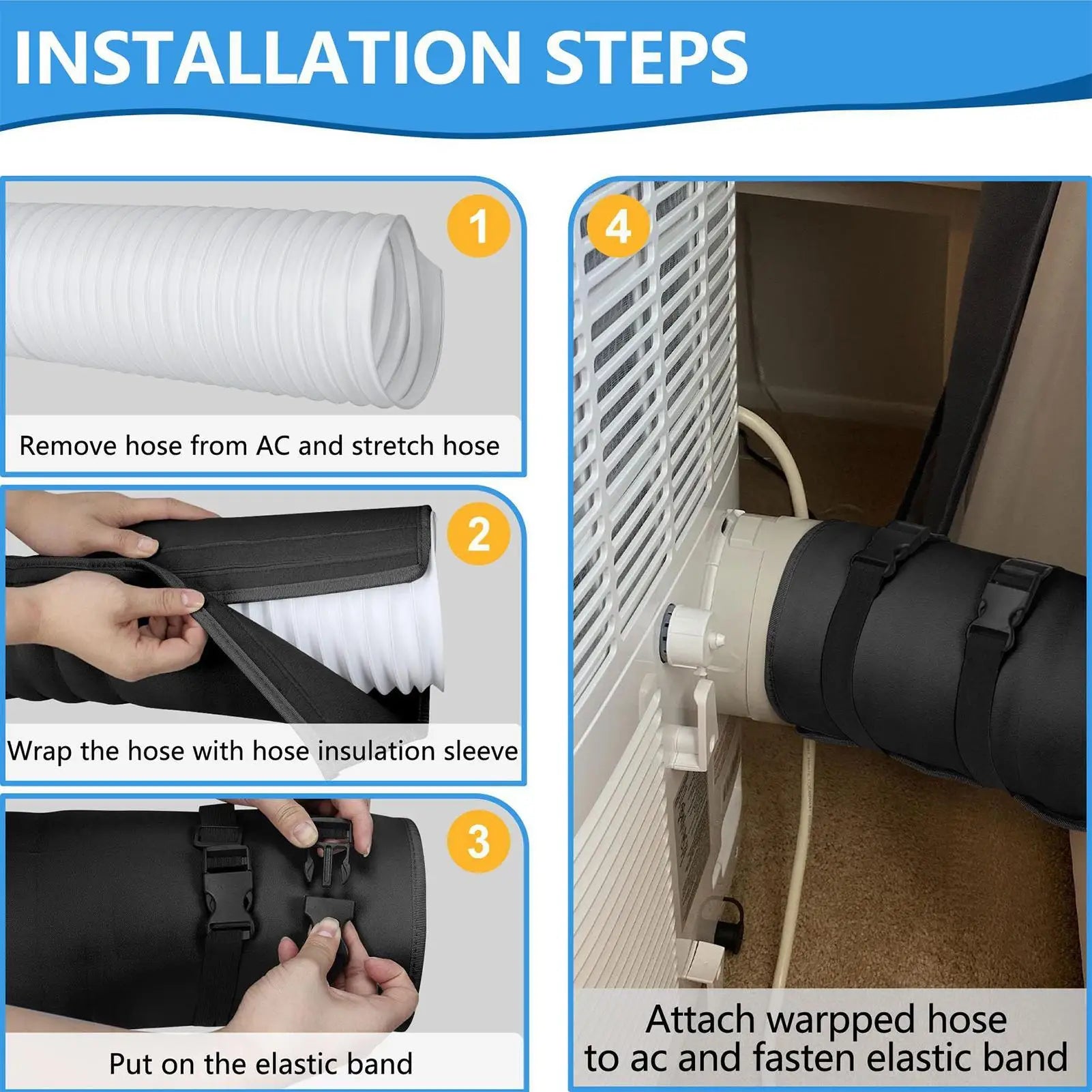 Portable Air Conditioner Hose Cover Heat Insulation Dustproof Air Conditioner Hose Insulation Cover for Homeowner Renter Qme