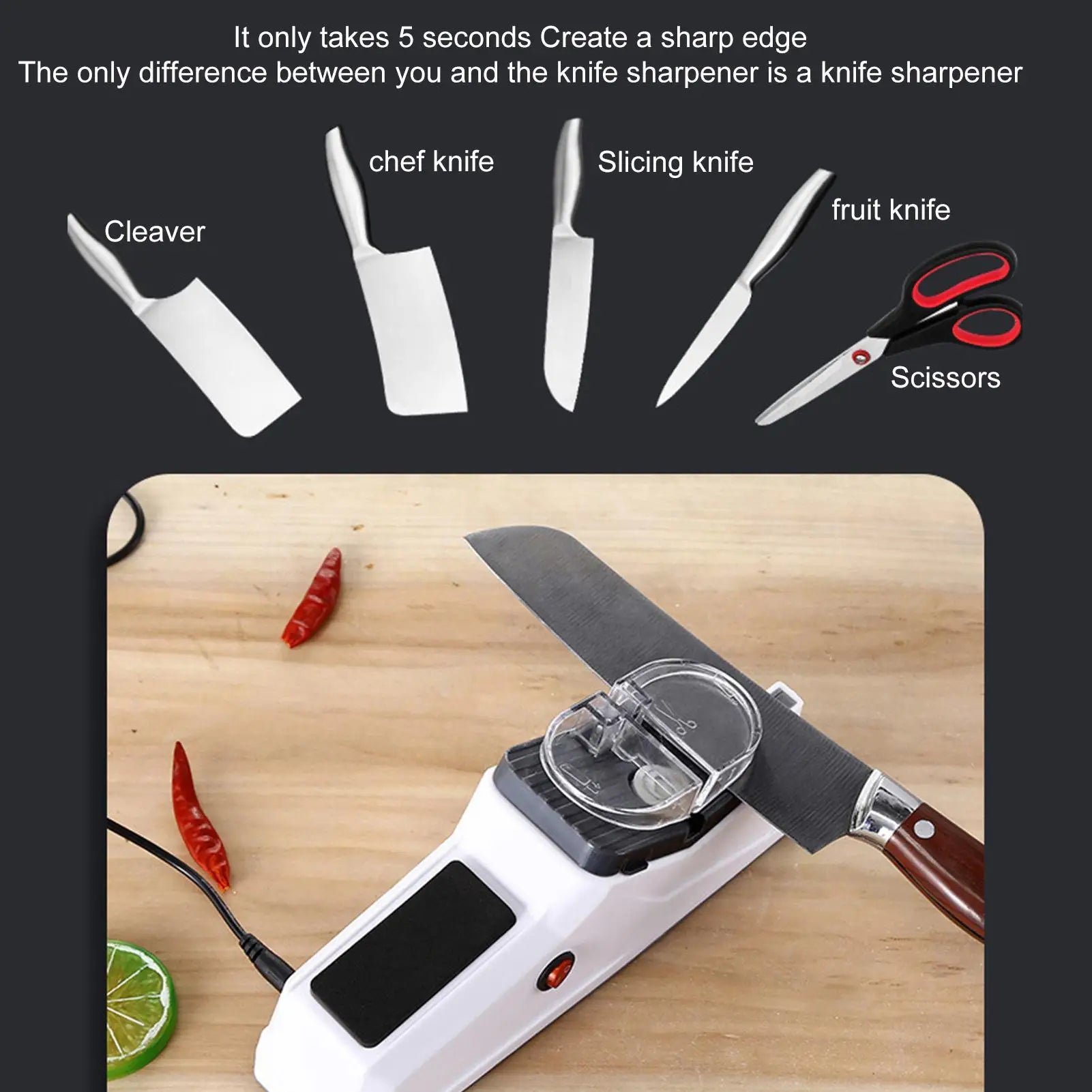 Knife Sharpeners For Kitchen Knives Professional Knife Sharpener For Home Kitchen Tools For 5 Seconds Quick Sharpening & Qme