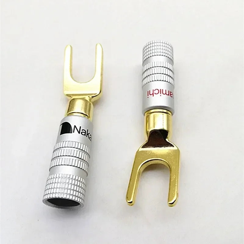 5pcs Speaker Cable Connector Transmission Middle Fine Copper Gold - Plated Horn Wire Banana Head, Banana Plug Y - Plug/U - Plug Qme