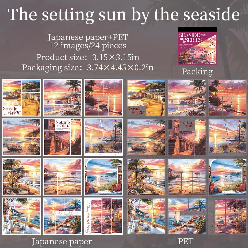 Beautiful scenery 24/120 sheets Aesthetic Stationery Decorative Sticker Book DIY Journal Stickers Kids Gift Scrapbook supplies Qme C