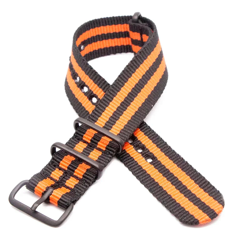 Sports Watch Band Nylon Strap Stainless Steel Black Frosted Buckle Adjustable 18MM 20MM 22MM 24MM Unisex Replacement Wristband Qme