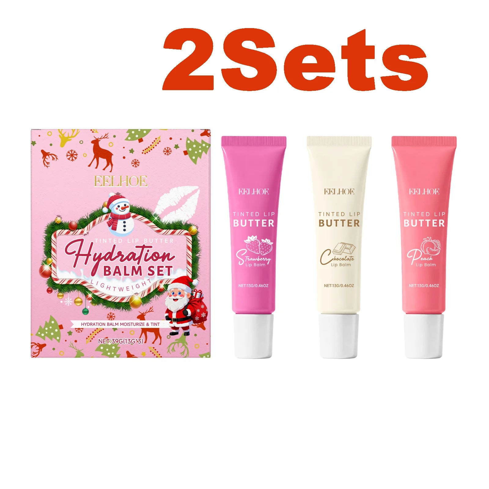 Tinted Lip Balm Set Moisturizing Nourishing Fade Lip Lines Prevent Chapping Hydrating Multi-Flavor Lip Care Christmas Gift Box Qme 2 Sets