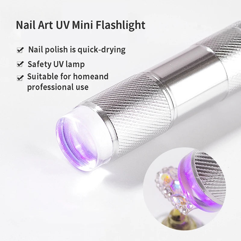 Nail Lamp Mini UV Portable Silicone LED Flashlight Stamper Quick Dry Qme