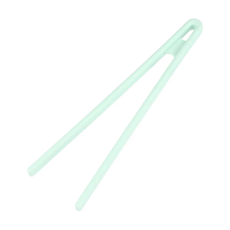 Salad Food Tongs Anti-slip Silicone Kitchen Utensils Barbecue Clip Three Prong Pliers Cookware Bbq Tool Chef Tools Gadgets Bar Qme Fresh Green 1PC