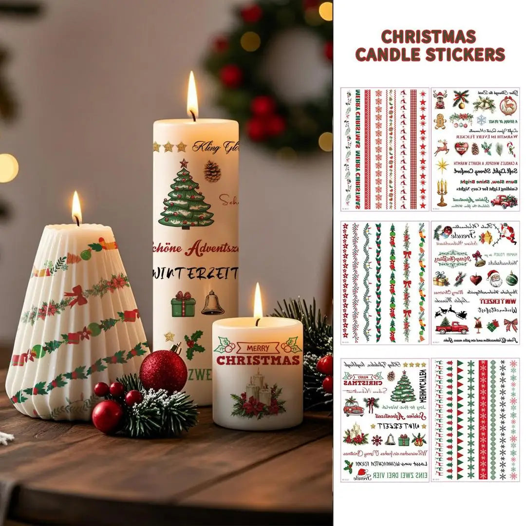 A Multi-purpose Xmas Tattoo Sticker Set Easy To Stick, Decorative Decals for Candle Window, Home Christmas Party Decorations Qme