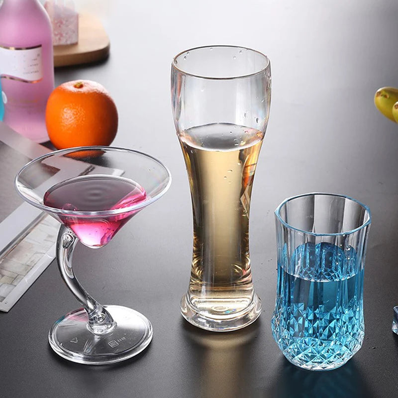 Acrylic Cocktail Cup Unbreakable Wine Glass Home Wedding Party Bar Qme
