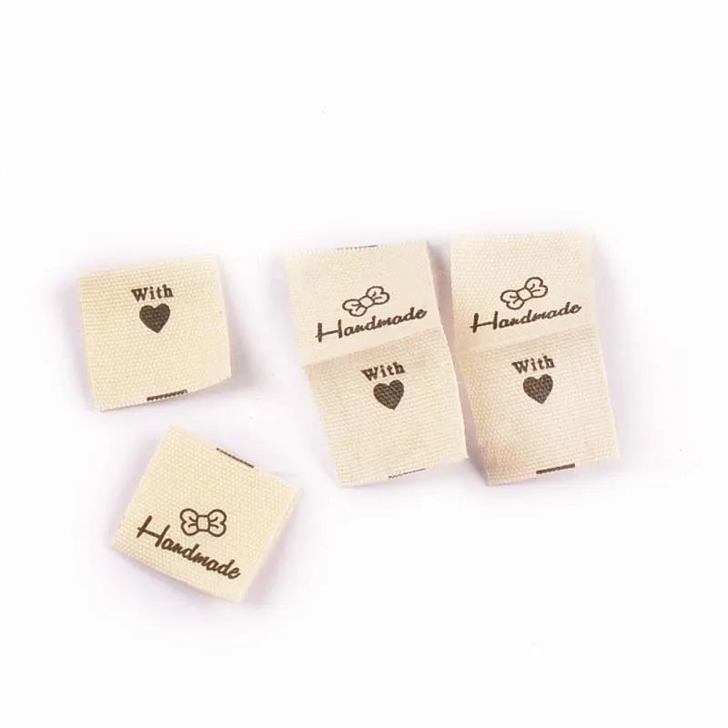 50pcs 28-52mm Mix Beige Rectangle Label For DIY Handmade Clothing Hat Decorative Sewing Accessories Flower Plant Patterns cp3820 Qme 50pcs 38x20mm