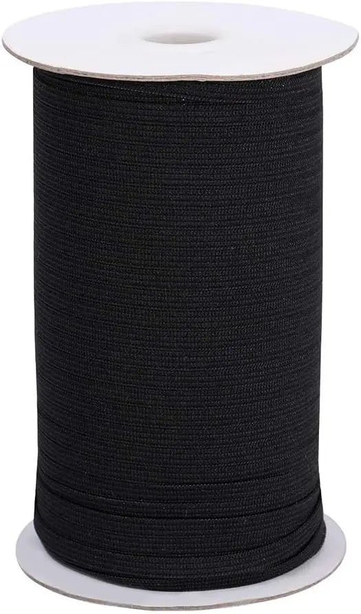 160 Yards Black Flat Elastic Band Heavy Stretch High Elasticity Knit Elastic Band for Sewing Crafting (3mm) Qme Black