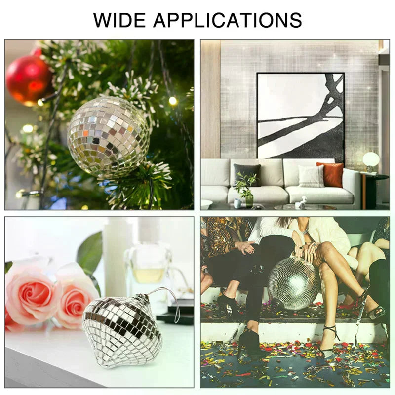 Disco Ball DIY Glass Mirror Stickers Wall Self-adhesive Home Decor Qme