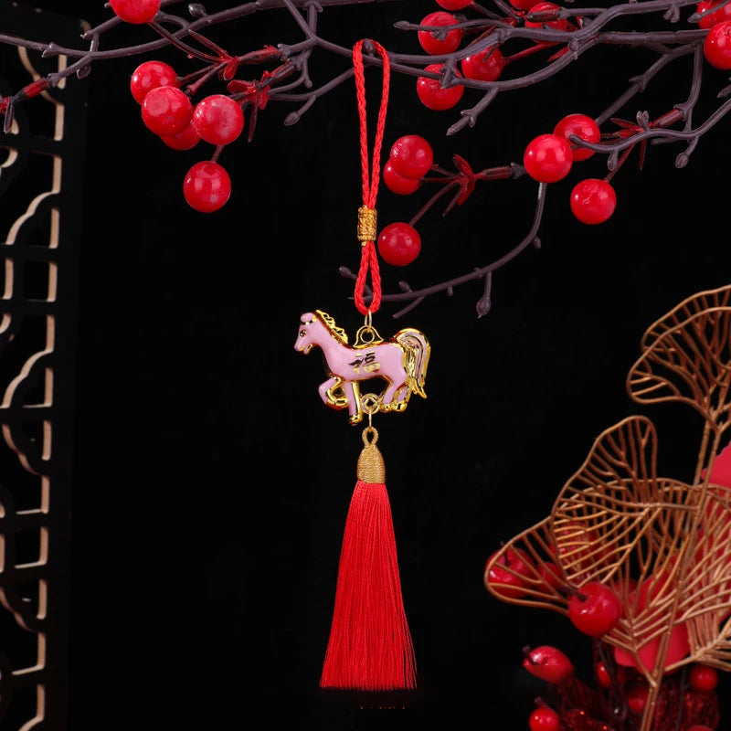 1/6Pcs 2026 Year Of The Horse Wall Hanging Ornament Pendant Lucky New Year Oil-Drip Horse Pendant Decor Home Hanging Supplies Qme A3