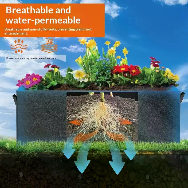 Rectangular Fabric Plant Grow Bag Breathable Non Woven Planter Pot Qme