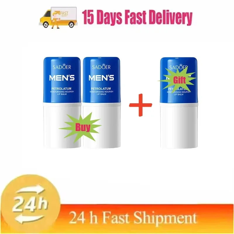 Men Lip Balm Moisturizing Hydration Fading Lip Lines Anti-Cracking Remove Dead Skin Refreshing And Not Greasy Exquisite Lip Care Qme 3pc