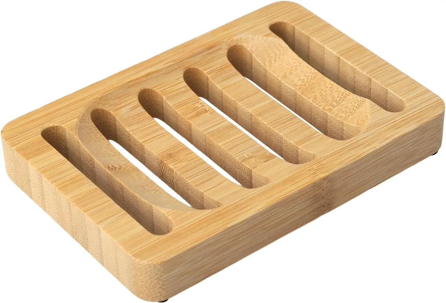 Natural Bamboo Wooden Soap Dish Holder Self Draining Tray Rustic Qme wood color