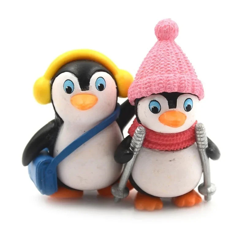4pcs/set DIY Crafts Mini Winter Penguin Miniature Figurine Christmas Figures For Fairy Garden Gnomes Moss Terrariums Decoration Qme