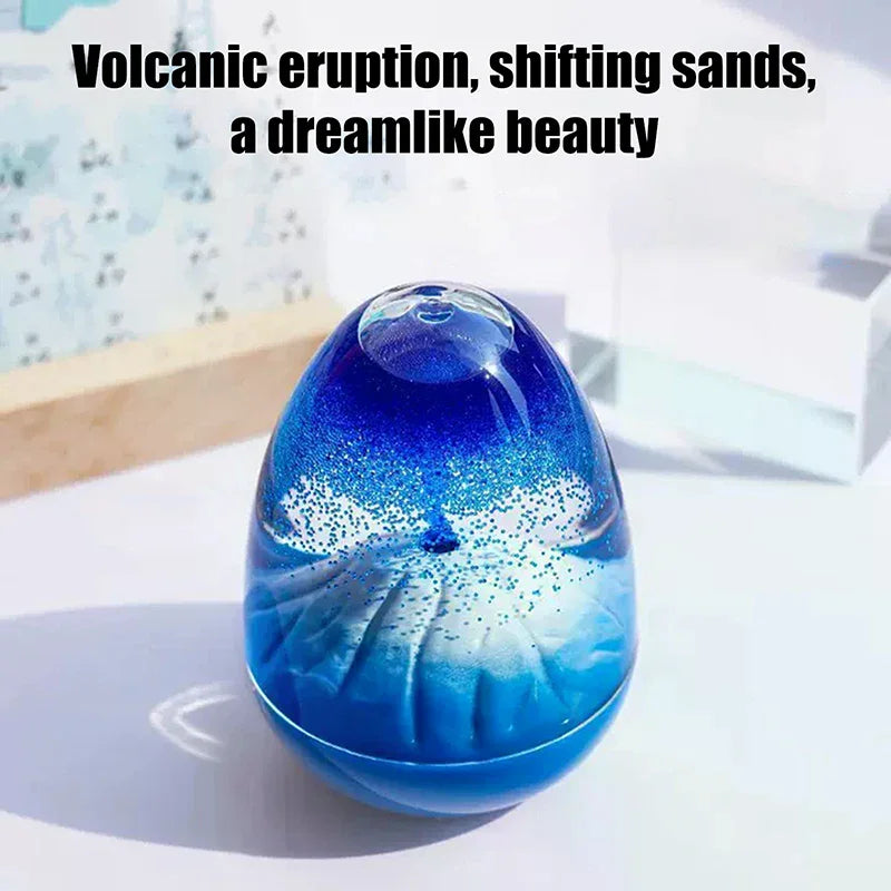Eggshell Volcanic Eruption, Floating Sand Volcanic Eruption Ornament, Acrylic Crystal Liquid Hourglass Timer Ornament. Qme