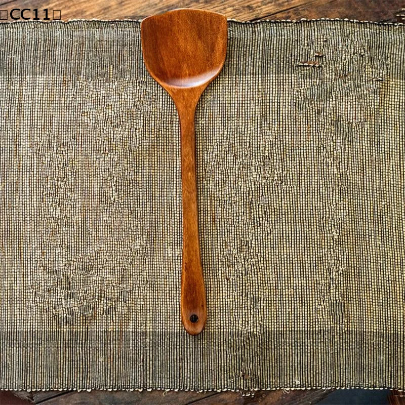 Wooden Spatula Long Handle Heat Resistant Spoon Non-stick Pan Wood Qme