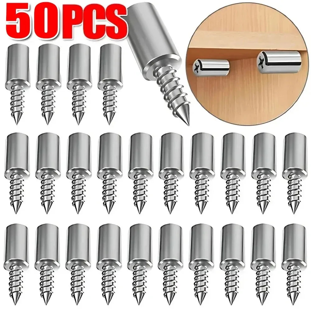 50Set Self Tapping Screw Layer Plate Holder Wardrobe Septum Brackets Fixed Screw Shelf Support Pegs with Non-Slip Sleeve Qme
