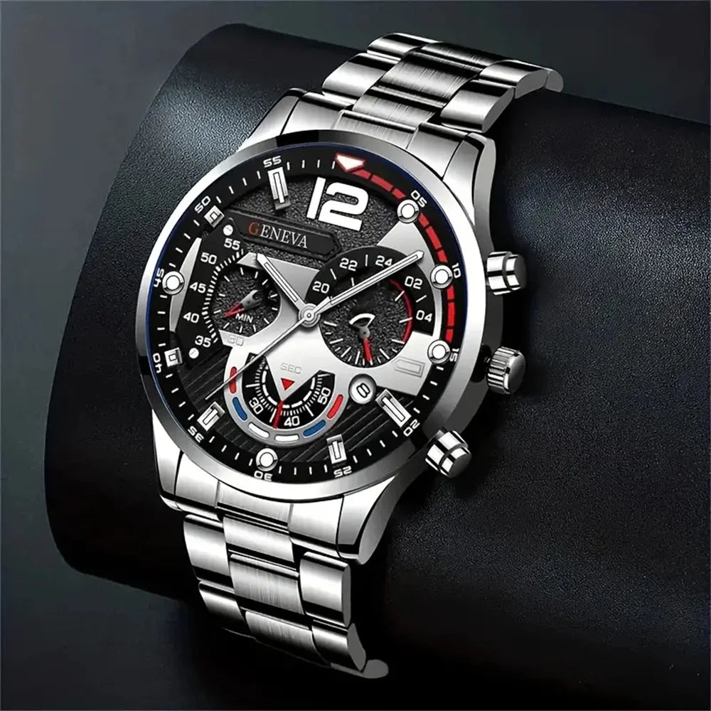 Fashion Mens Watches Luxury Stainless Steel Quartz Wrist Watch Calendar Luminous Men Business Casual with Male Sports Bracelet Qme