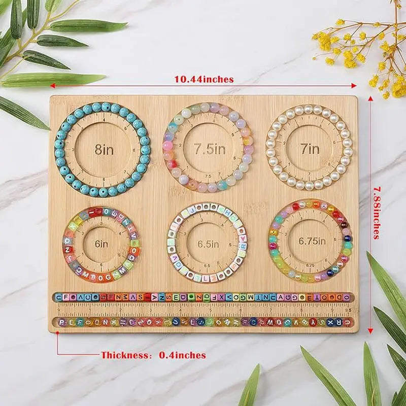 Bamboo Beading Board Imperial Measurements Marked Bracelet Sizer Jewelry Design Mat for Jewelry Bracelet Making DIY Craft Qme 1