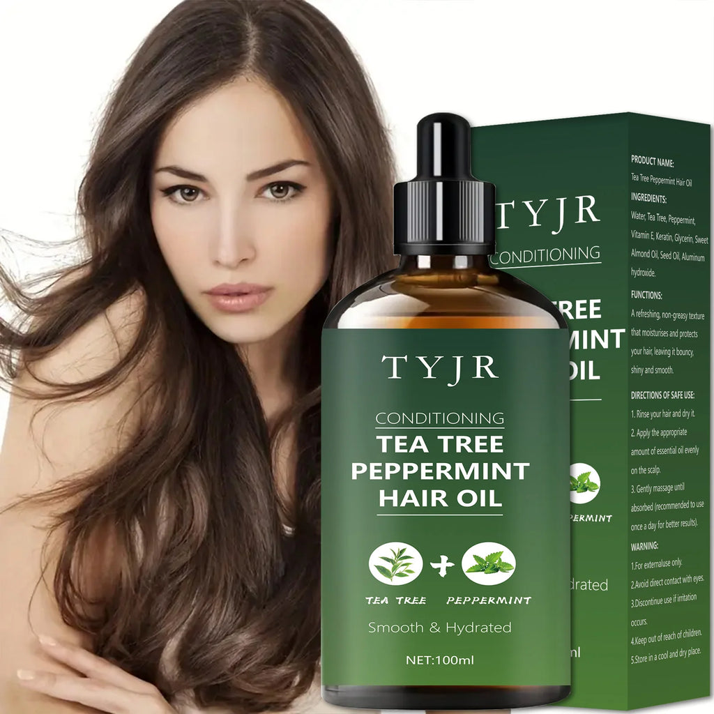 Tea tree peppermint oil for skin care, massage, shower, diffuser relaxing essential oil for face, body, nails, hair, eyelashes Qme