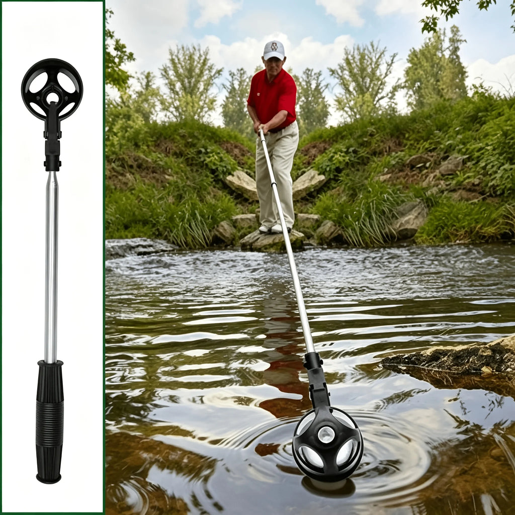 Telescopic Golf Ball Retriever, Stainless Steel Portable Golf Pick Up Tool, Premium Golf Accessory for Men Unique Golf Gift Idea Qme