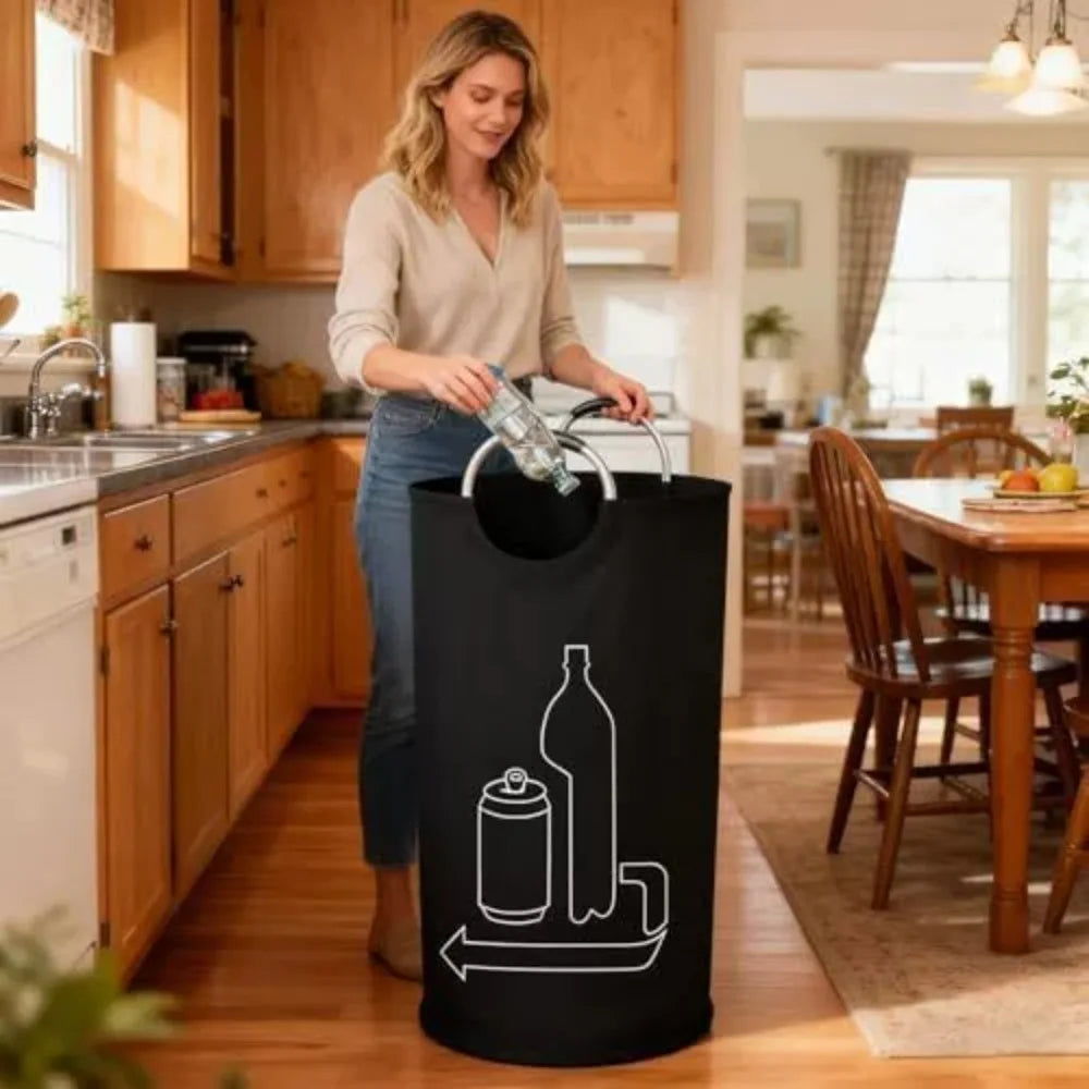 Large Bottle Recycling Bag Aluminum Handle Oxford Cloth Portable Qme