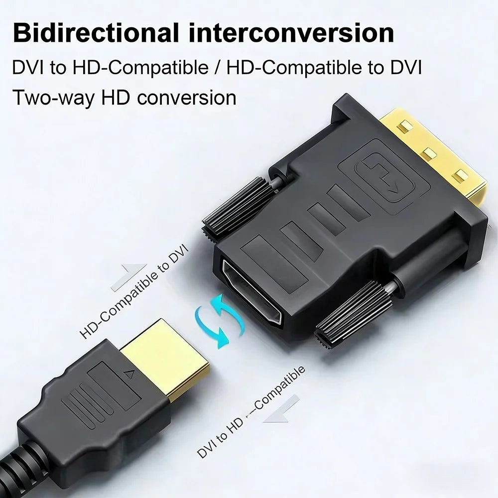 1080P Bi-directional DVI to HDMI Adapter DVI 24+1 Male to HDMI Female Connector Converter For Laptop TV Box Multimedia Accessory Qme