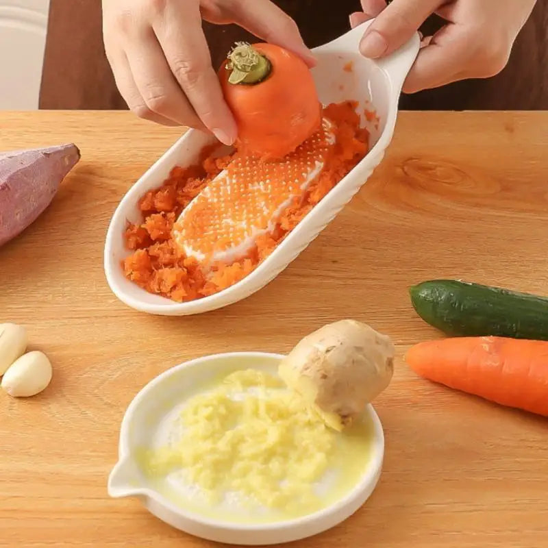 Ceramic Ginger Grater Tool Hand Grinder Garlic Masher Portable Carrot Ginger Grinding Kitchen Tool With Brush Qme