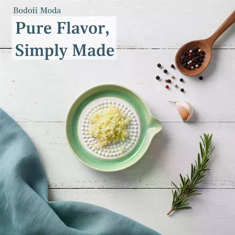 Porcelain Ceramic Garlic Grater Plate Ginger Wasabi Grinder With Spout Kitchen Tool For Paste Making Qme
