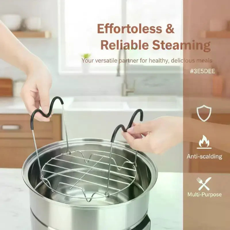 1Pc Steamer Rack Trivet With Heat Resistant Silicone Handles Stainless Steam Rack Pressure Cooker Trivet Qme
