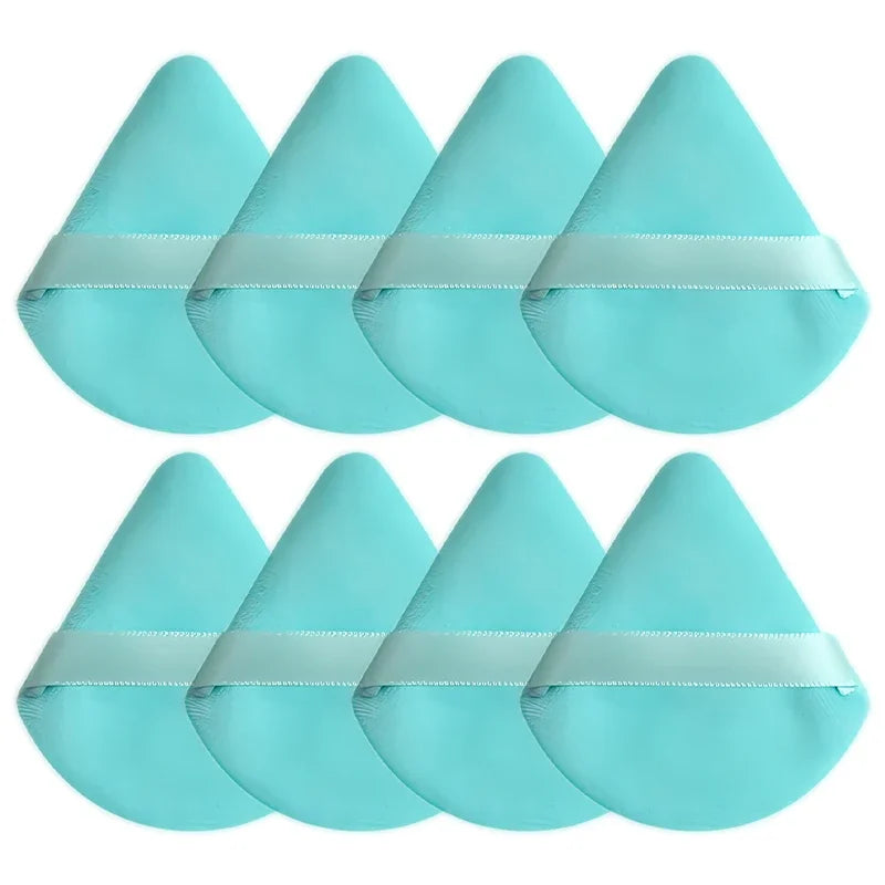 Velvet Cosmetic Foundation Puff Soft Triangle Makeup Puffs Women Face Beauty Sponge Blender Washable Makeup Powder Accessories Qme 8PCS Green