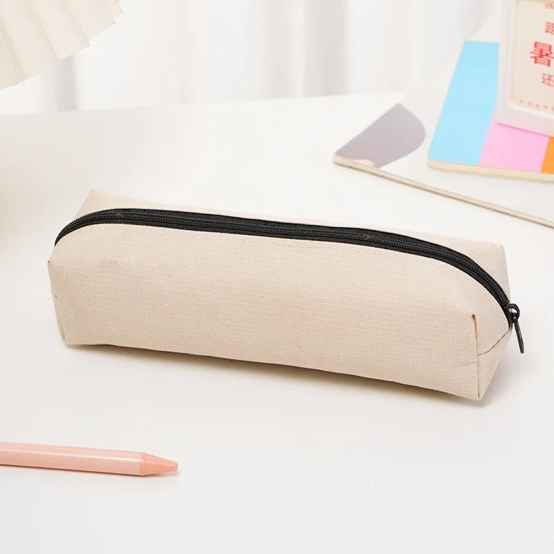 1pc Small Solid Color Simple Zipper Pencil Case Mini Pen Bags Stationery for School Office Suppliers Qme