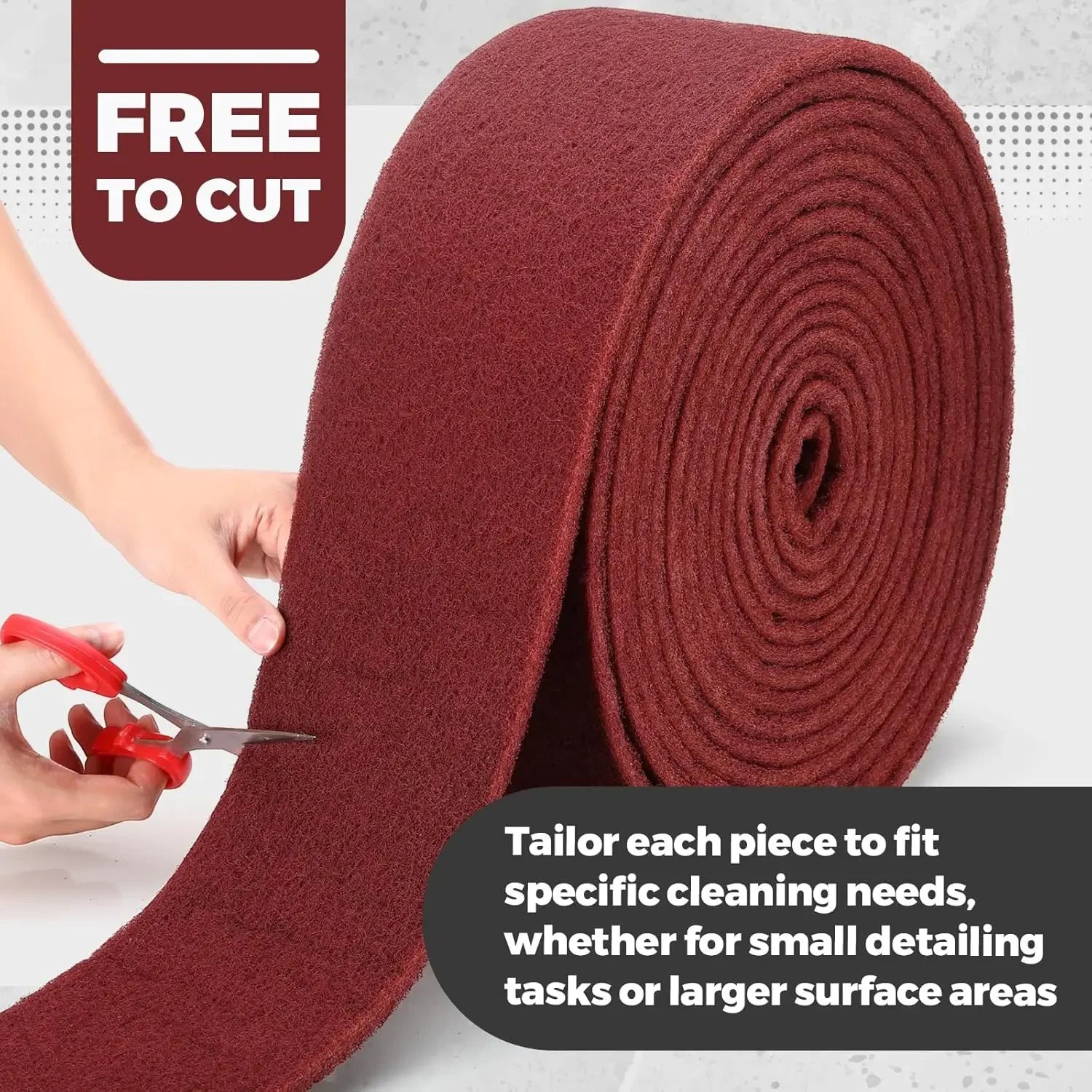 5inch X 3.28 Feet Chestnut Red Universal Scouring Pad Roll,Used for Paint Primer Pre-Treatment, and Surface Preparation Qme
