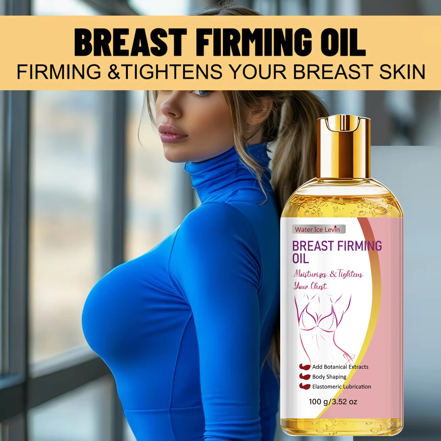 Breast Tightening Oil with Collagen & Hyaluronic Acid, Moisturizing & Firming Skin Qme