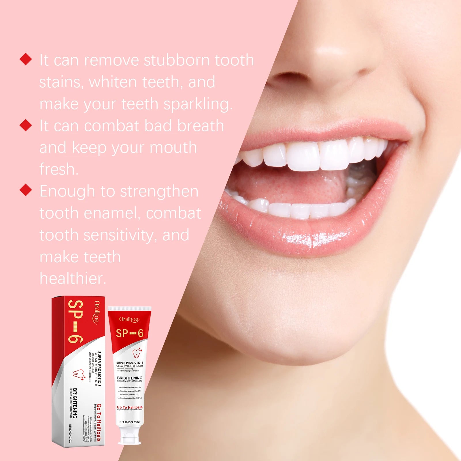 SP6 Probiotic Toothpaste Whitening Teeth Cleaning Dental Plaque Qme