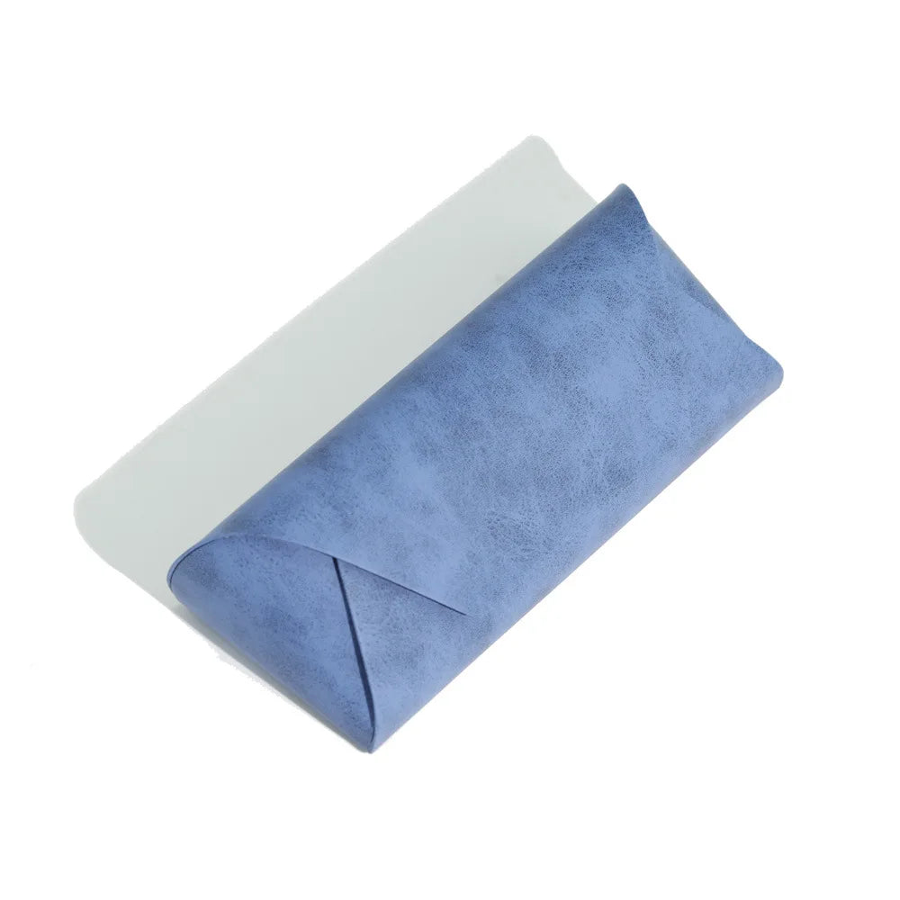 Portable Large Capacity Flocked Eyeglass Case Durable Handmade Leather Glasses Storage Pouch Lightweight Travel Eyewear Box Qme Blue