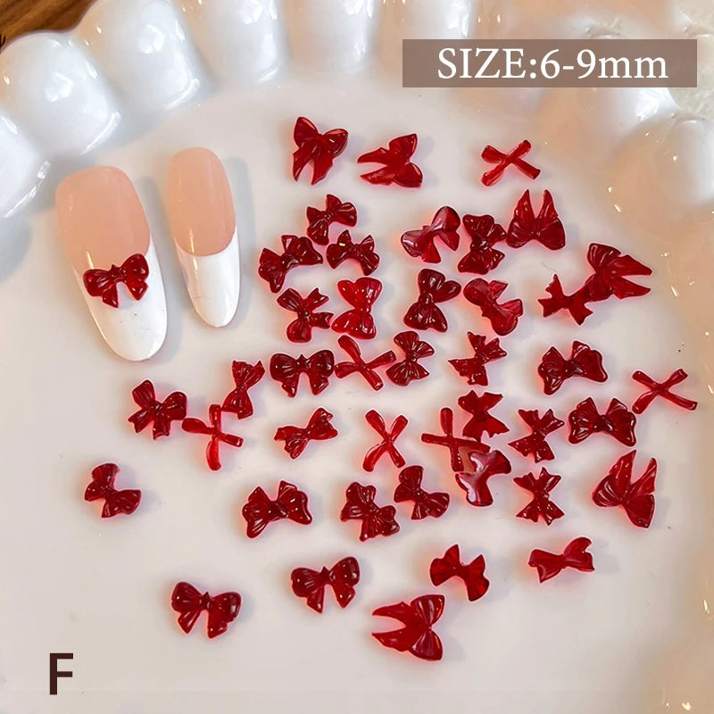 Mix Colorful Cute Bow Ribbon Resin Nail Art Decorations 3D Butterfly Qme F