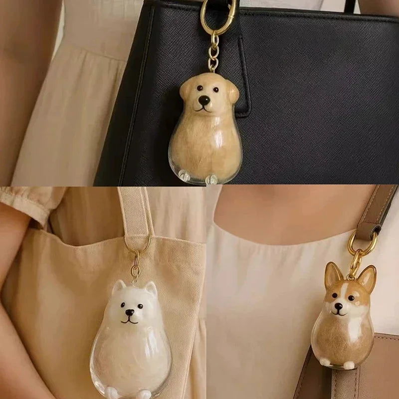 Clear Puppy Hair Memorial Pet's Dog Fur Container DIY Pendant Keychain Decor Pet Lovers Home Display Gifts Qme